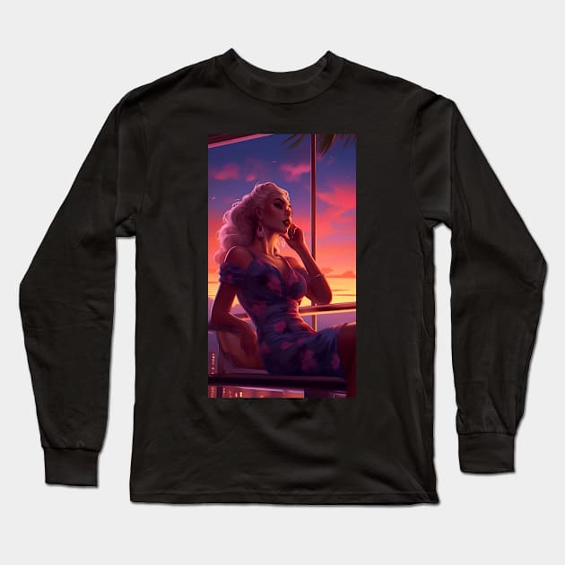 Lofi Girls Dreamscapes Long Sleeve T-Shirt by Scorpio Studio